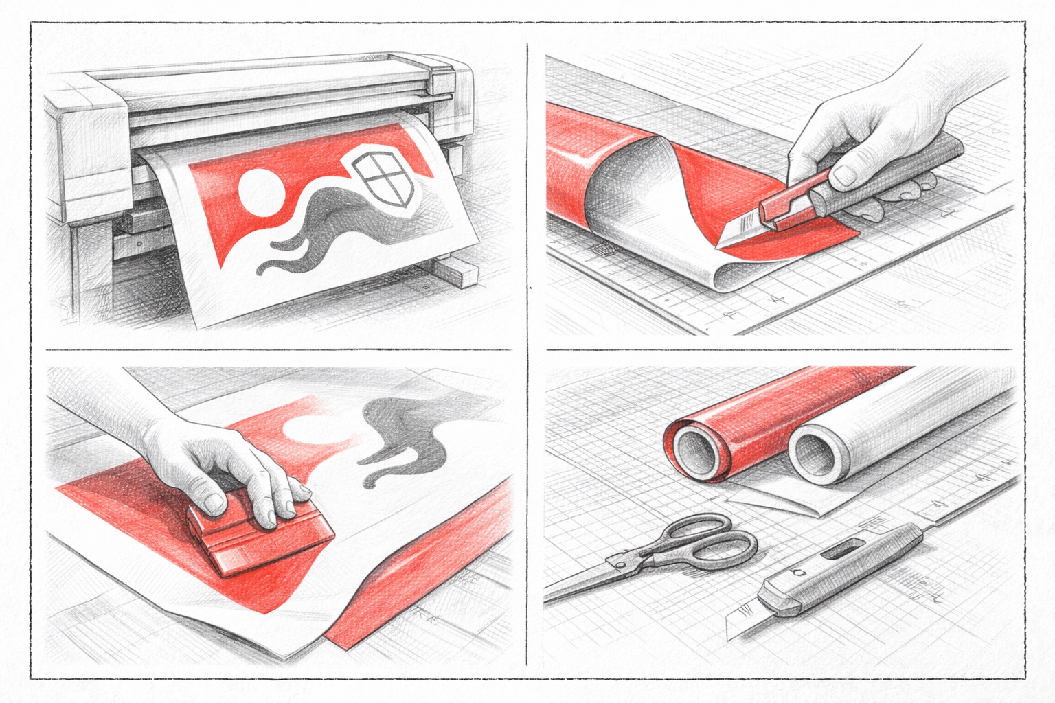 Ilustrativní nákres technologie tisku a výroby